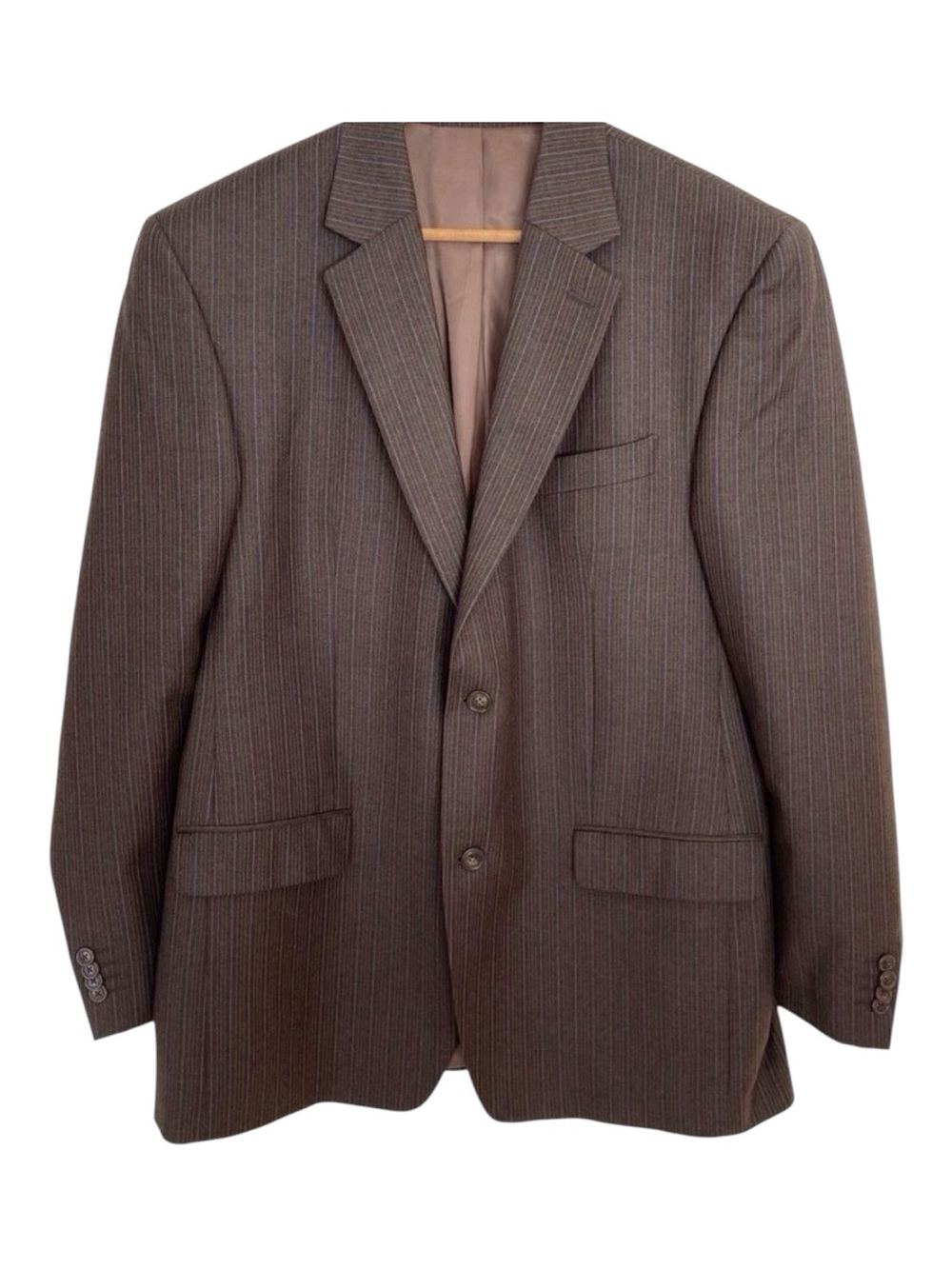 Michael Michael Kors suit jacket blazer brown blue pinstripes 100% wool 2 button
